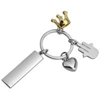 מחזיק מפתחות מתכת עם חמסה, לב, כתר זהב ולוחית