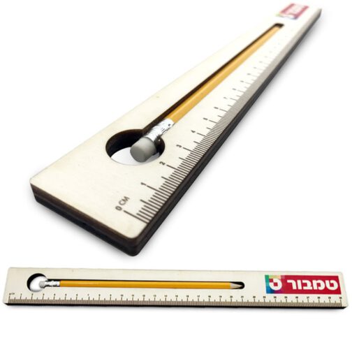 סרגל עץ עם עפרון - הדפסה על סרגלים