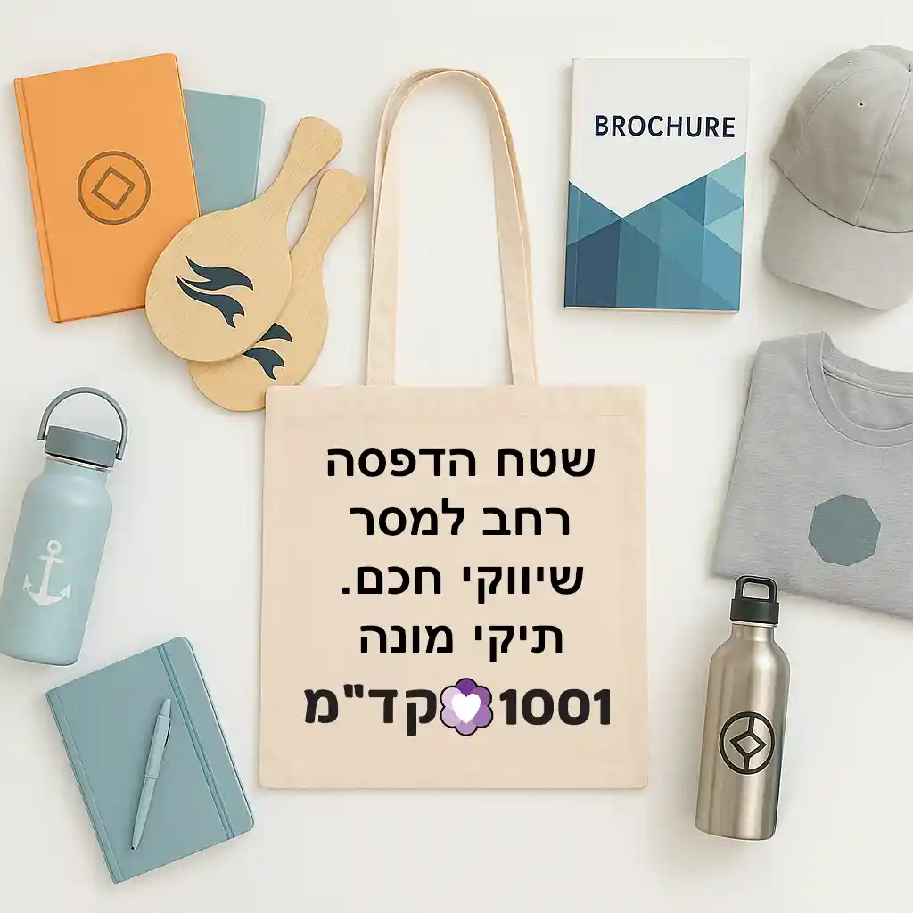 תיקי מונה מודפסים עם שטח רחב להדפסה כולל מוצרי קד״מ נוספים