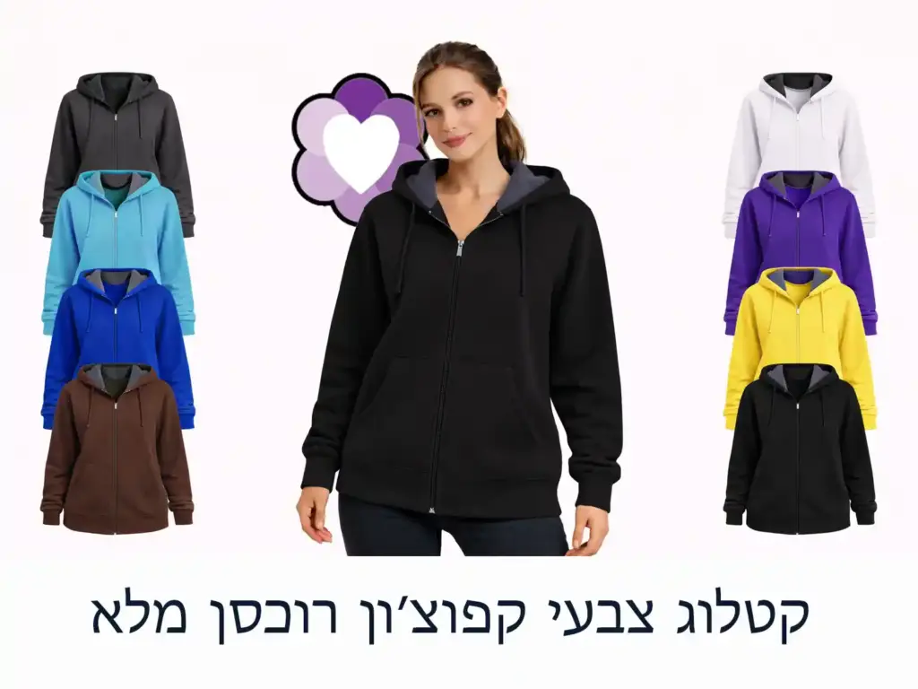 קטלוג צבעי קפוצ׳ון רוכסן מלא - 1001 קד״מ